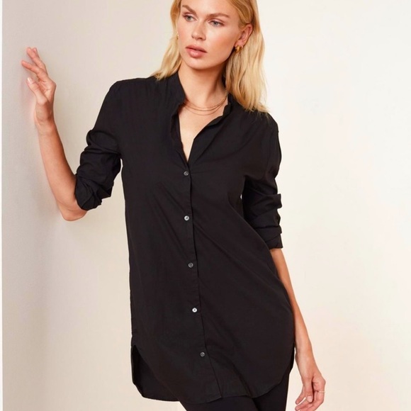 James Perse Tops - JAMES PERSE NWT FINE CORD COLLARLESS BUTTON SHIRT SIZE 2